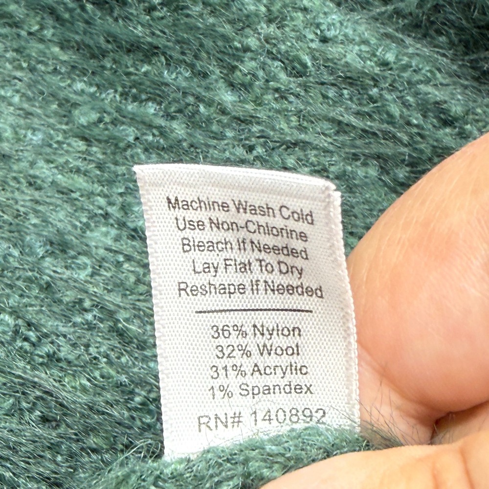 Marine Layer Teddy Eyelash Crewneck Sweater Womens Large Green Gables Fuzzy Wool - Picture 3 of 8